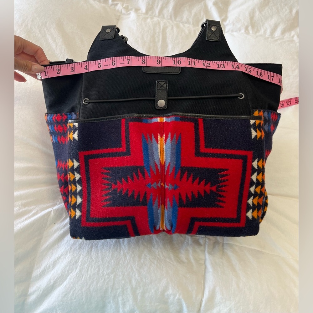 Pendleton | Red Black Wool Cargo Tote | Southwest Style | Travel Work Diaper Bag - Picture 6 of 13